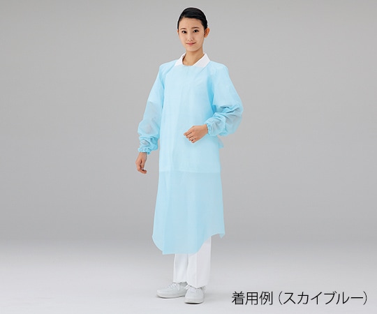 ナビス(アズワン) プロシェアエプロン(袖 ゴム付) スカイブルー 30枚入 1箱(ご注文単位1箱)【直送品】
