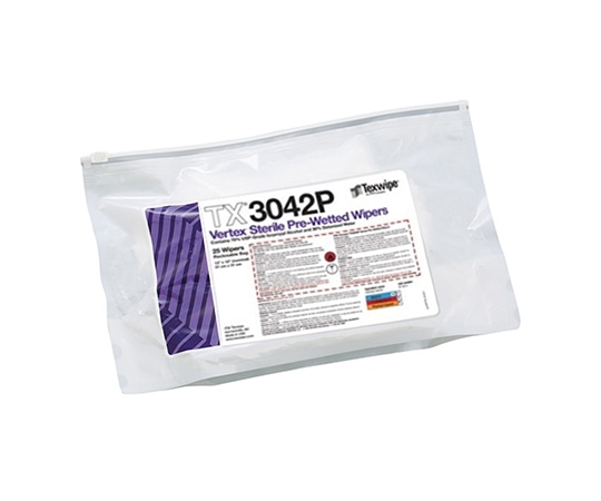 テックスワイプ(Texwipe) 滅菌済みプリウェットワイパー Sterile Vertex(R) 310×310mm IPA 1袋(25枚入) TX3042P 1袋(ご注文単位1袋)【直送品】