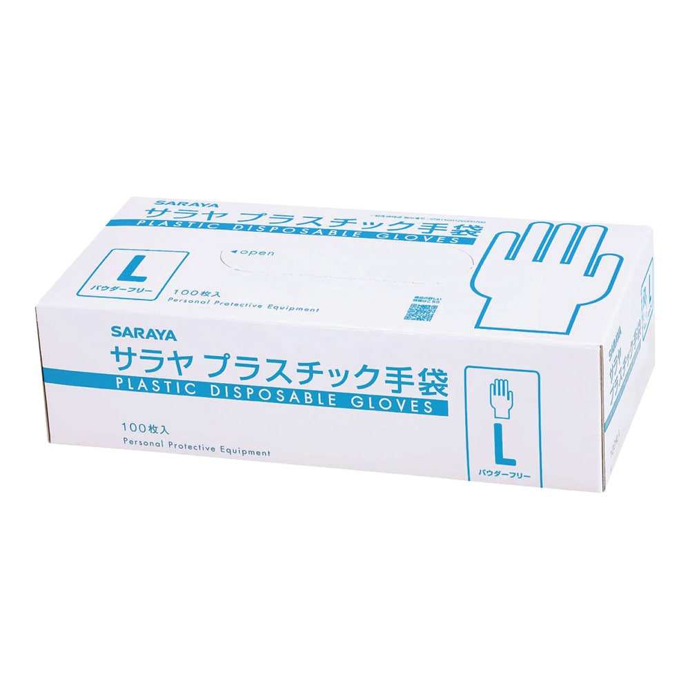 サラヤ プラスチック手袋(パウダーフリー・ラテックスフリー) L 100枚入 53500 1箱(ご注文単位1箱)【直送品】