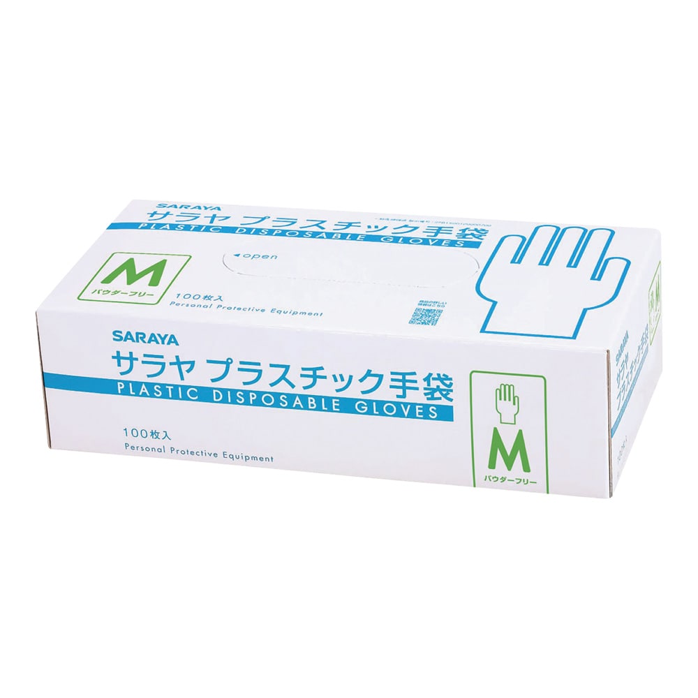 サラヤ プラスチック手袋(パウダーフリー・ラテックスフリー) M 100枚入 53499 1箱(ご注文単位1箱)【直送品】