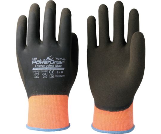 東和コーポレーション 防寒天然ゴムコート手袋 PowerGrab ThermodexMax M 329-M 1双(ご注文単位1双)【直送品】