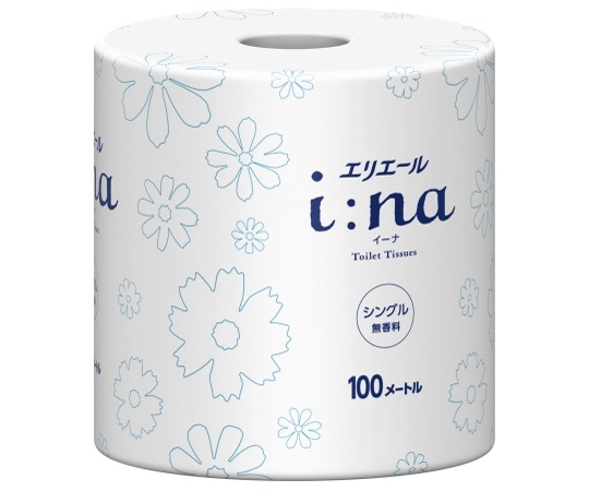 エリエール (大王製紙) エリエールi：na (イーナ) トイレットティシュー シングル100m 個包装・無香料 1ケース (72個入) 21001140 1ケース (ご注文単位1ケース) 【直送品】