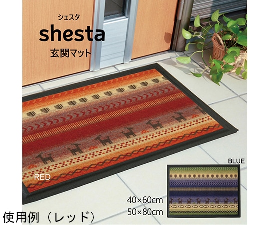 アズワン 玄関マット 洗える 『シェスタ』 レッド 約50×80cm1310990241701 1個 (ご注文単位1個) 【直送品】