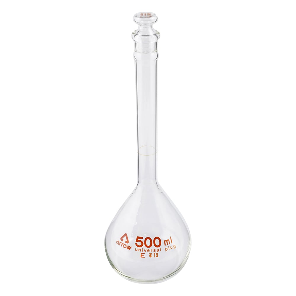 アズワン 透明摺りメスフラスコ (硬質ガラス製) 白 500mL 1個 (ご注文単位1個) 【直送品】