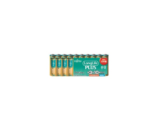 富士通 アルカリ乾電池 単3形 1.5V LR6 LongLife PLUS 10個パック LR6LP(10S) 1パック(ご注文単位1パック)【直送品】