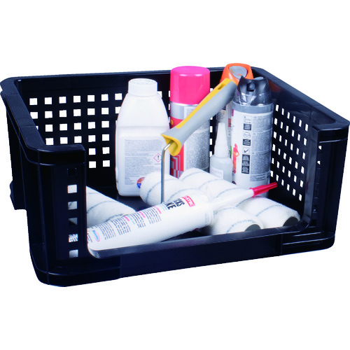 トラスコ中山 RUP メッシュコンテナ オープンタイプ 18L ブラック(ご注文単位1個)【直送品】
