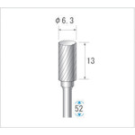 トラスコ中山 ナカニシ チタンコート超硬カッター 円筒(シングルカット) 刃径6.3mm 刃長12.7mm(ご注文単位1本)【直送品】