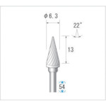 トラスコ中山 ナカニシ チタンコート超硬カッター テーパー(シングルカット) 刃径6.3mm 刃長12.7mm(ご注文単位1本)【直送品】