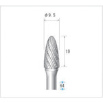 トラスコ中山 ナカニシ チタンコート超硬カッター 砲弾(ダブルカット)刃径9.5mm 刃長19mm(ご注文単位1本)【直送品】