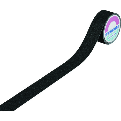 トラスコ中山 緑十字 滑り止めラインテープ 黒 ASS-55BK 50mm幅×5m 塩ビ+鉱物粒子 屋内外兼用(ご注文単位1巻)【直送品】