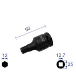 トラスコ中山 ナック ヘキサゴンレンチソケット ショートタイプ 差込角12.7x対辺12mm(ご注文単位1個)【直送品】