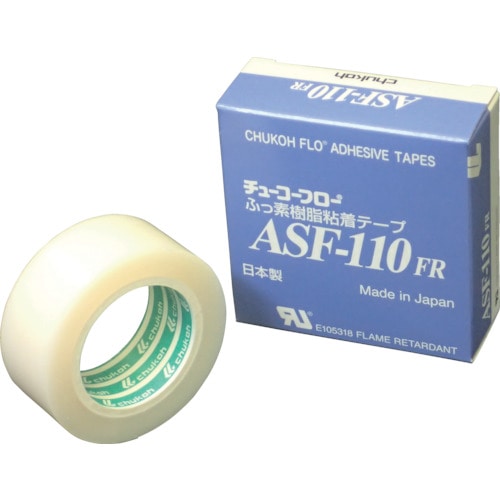 トラスコ中山 チューコーフロー フッ素樹脂フィルム粘着テープ ASFー110FR 0.13t×25w×10m(ご注文単位1巻)【直送品】