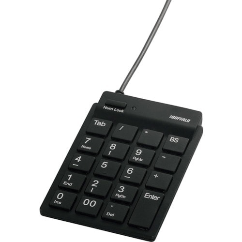 トラスコ中山 バッファロー スリムテンキーボード Tabキー付き ブラック(ご注文単位1個)【直送品】