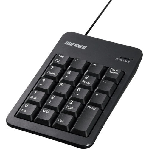 トラスコ中山 バッファロー 有線テンキーボード Tabキー/USBハブ付き ブラック(ご注文単位1個)【直送品】