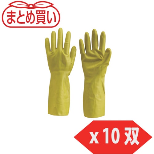 トラスコ中山 TRUSCO まとめ買い 天然ゴム手袋 中厚手タイプ グリ-ン Lサイズ 10双(ご注文単位1袋)【直送品】