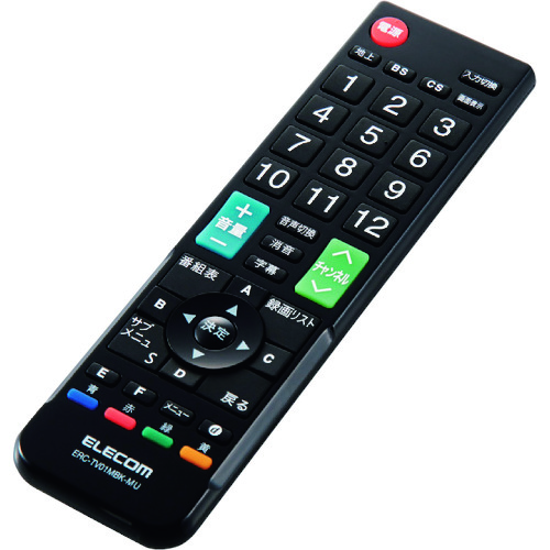 トラスコ中山 エレコム 12メーカー対応マルチテレビリモコン(Mサイズ)(ご注文単位1個)【直送品】