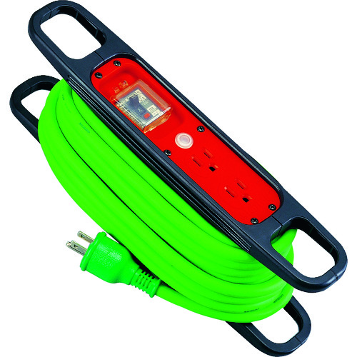 トラスコ中山 日動 ハンドリール 100V 3芯×10m 緑 アース過負荷漏電しゃ断器付(ご注文単位1台)【直送品】