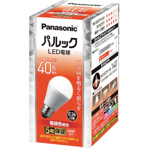 トラスコ中山 Panasonic パルックLED電球4.2W(電球色相当)（ご注文単位1個）【直送品】