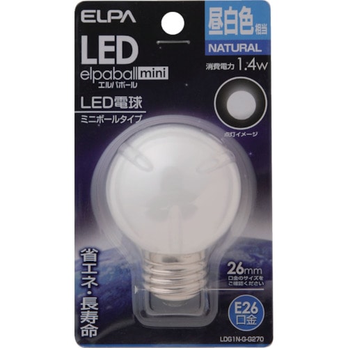 トラスコ中山 ELPA 電球(LED) LED電球G50形E26 明るさ60lm 昼白色相当(ご注文単位1個)【直送品】