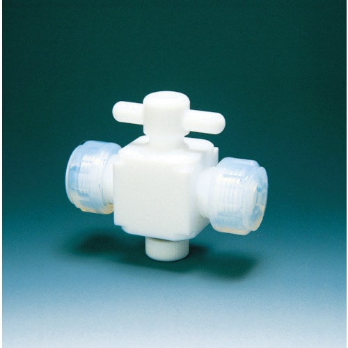 トラスコ中山 フロンケミカル フッ素樹脂(PTFE)二方バルブ接続10mm(ご注文単位1個)【直送品】