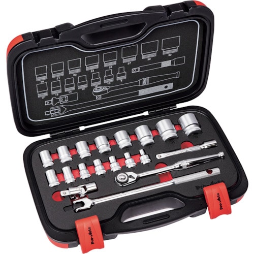 トラスコ中山 Pro-Auto 1/2DR.19PCソケットレンチセット(ご注文単位1セット)【直送品】