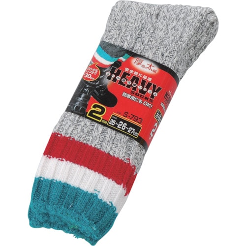 トラスコ中山 おたふく S-793 ウール混太編みソックス 2P(ご注文単位1組)【直送品】
