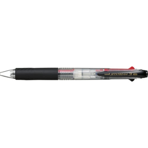 トラスコ中山 uni ジェットストリーム3色ボールペン太字 透明(ご注文単位10本)【直送品】