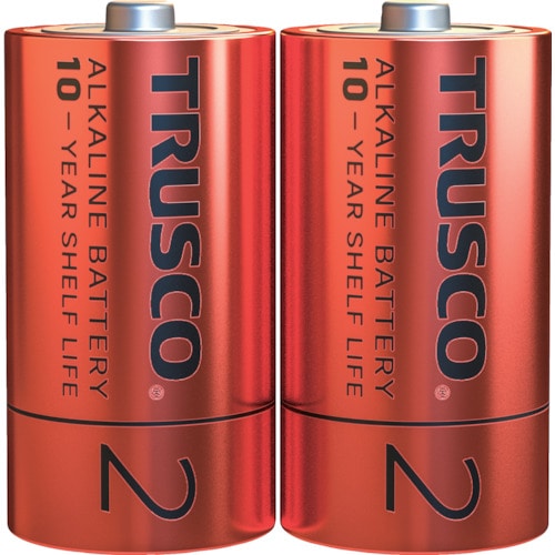 トラスコ中山 TRUSCO アルカリ乾電池10年 単2 (2本入)(ご注文単位1パック)【直送品】
