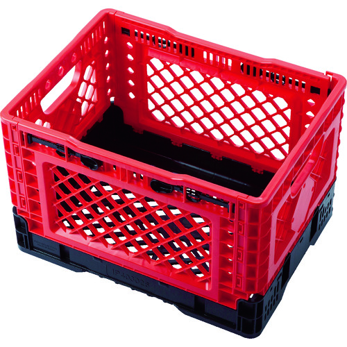 トラスコ中山 TRUSCO 折りたたみメッシュコンテナ25L レッド(ご注文単位1個)【直送品】
