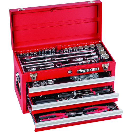 トラスコ中山 TONE 整備用工具セット ツールセット 差込角9.5mm 12.7mm 86点セット レッド(ご注文単位1セット)【直送品】