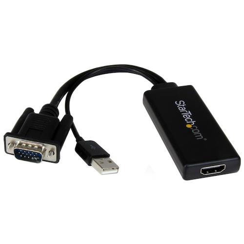 トラスコ中山 スターテック ディスプレイアダプター/VGA - HDMI/1080p/USBパワー/オーディオ(ご注文単位 1袋)【直送品】