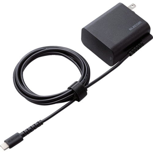トラスコ中山 エレコム ノートPC用ACアダプター Type-C USB PD対応 45W ケーブル一体 1.8m ブラック 533-0266 (ご注文単位1個) 【直送品】
