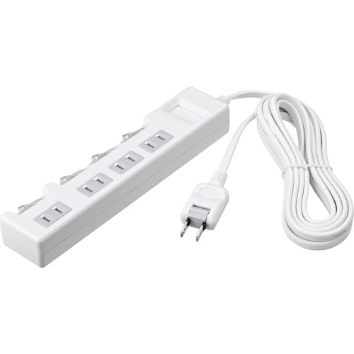 トラスコ中山 バッファロー 2ピン式電源タップ 個別スイッチ/ほこり防止シャッター付/4個口/1.0m ホワイト 452-6653 (ご注文単位1個) 【直送品】