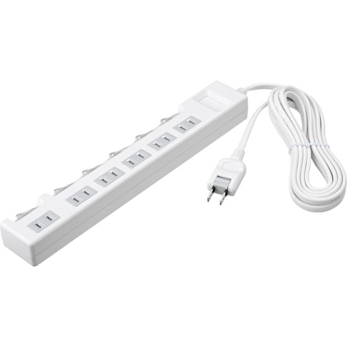 トラスコ中山 バッファロー 2ピン式電源タップ 個別スイッチ/ほこり防止シャッター付/6個口/1.0m ホワイト 452-8162 (ご注文単位1個) 【直送品】
