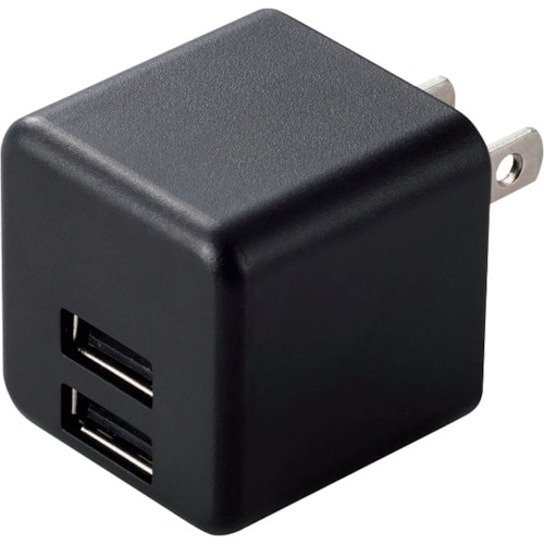 トラスコ中山 エレコム AC充電器 2.4A出力 USB-Aメス2ポート キューブ型 ブラック 256-0743 (ご注文単位1個) 【直送品】