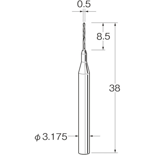 トラスコ中山 リューター ツイストドリル（超硬合金）刃径（mm）：0.5シャンク径（mm）：3.175 126-5833 (ご注文単位1袋) 【直送品】