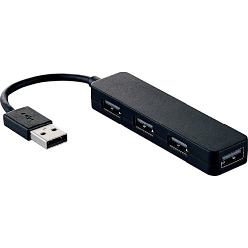 トラスコ中山 エレコム USB2.0ハブ コンパクトタイプ 4ポート ブラック 859-0582 (ご注文単位1個) 【直送品】