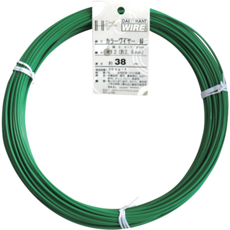 DAIDOHANT カラーワイヤー 緑 #12(2.6mm) 1Kg巻 1巻（ご注文単位1巻）【直送品】