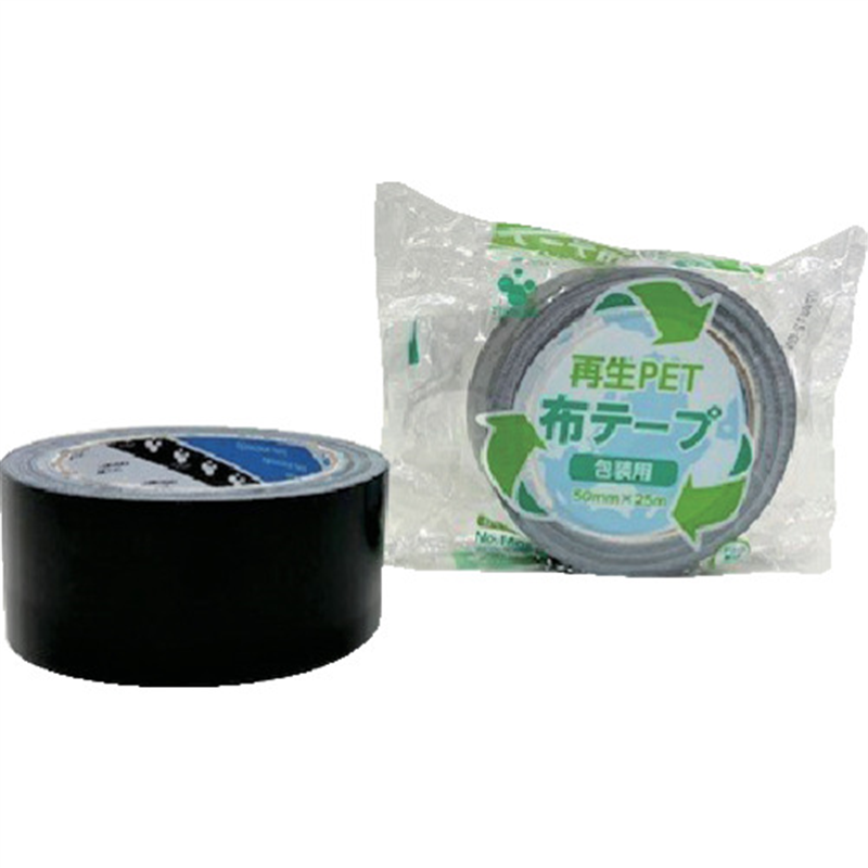 TERAOKA 再生PET布テープ No.1605 黒 50mm×25M 1巻（ご注文単位1巻）【直送品】