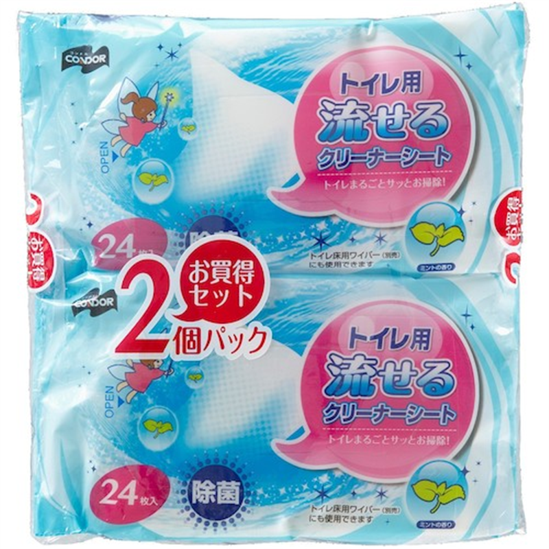 コンドル トイレ用流せるクリーナーシート 24枚入×2 1袋(ご注文単位1袋)【直送品】