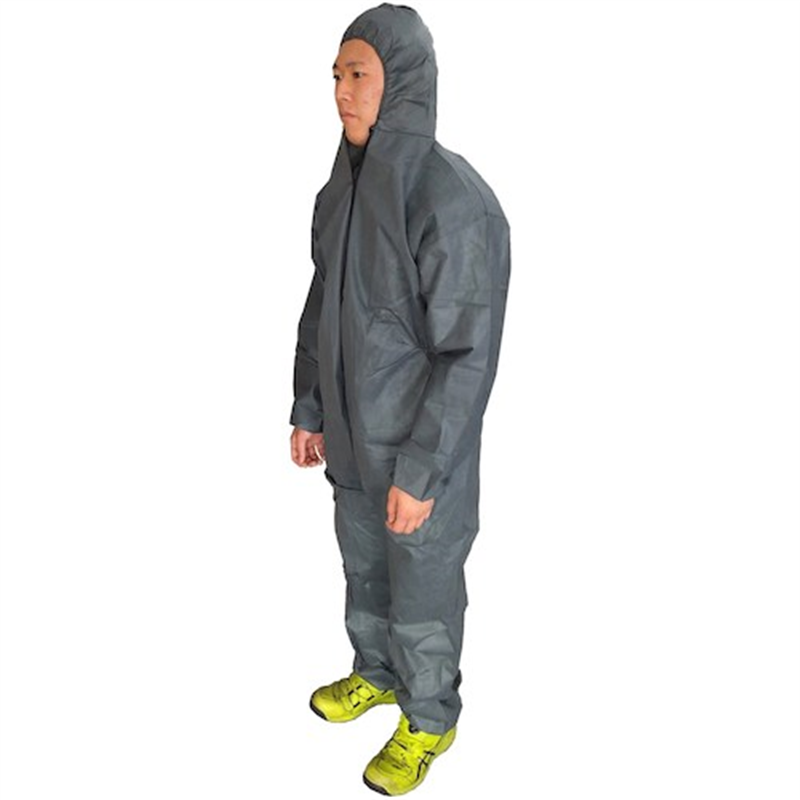 丸和ケミカル 不織布つなぎ服(グレー) 4Lサイズ 1着(ご注文単位1着)【直送品】