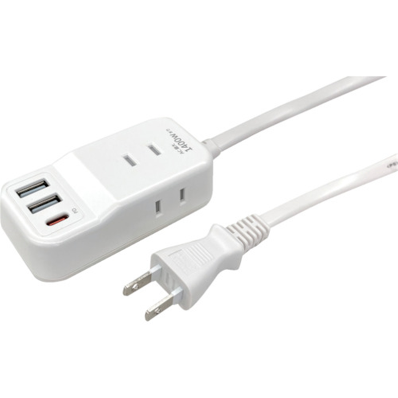 air-J 業界最小クラスモバイルタップACX3,USBX2,type-c(PD20W)X1 1.5mケーブル WH 1個(ご注文単位1個)【直送品】