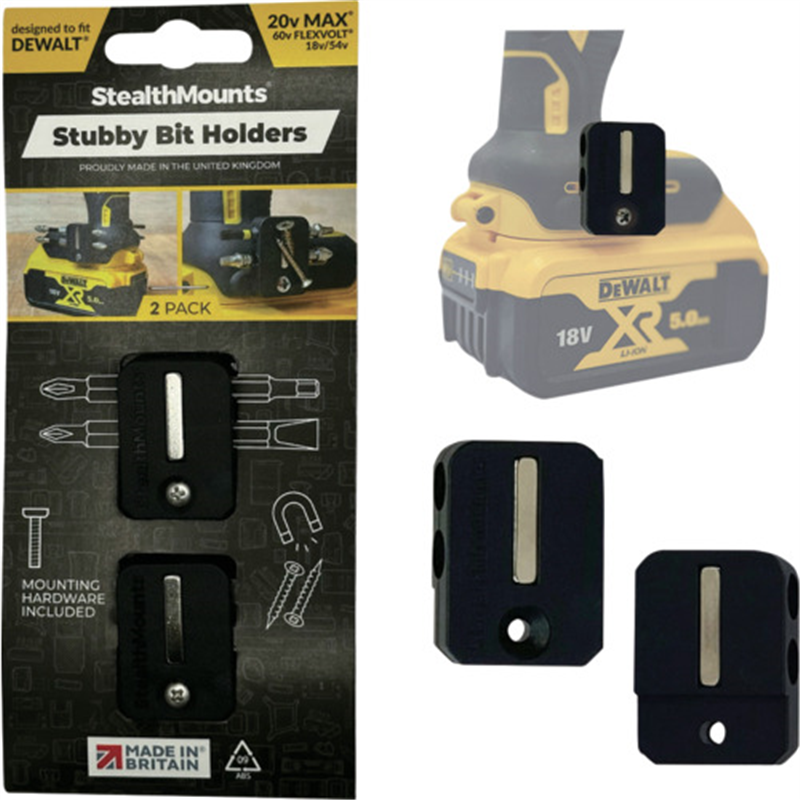 ステルスマウント Stubbyビットホルダーデウォルト用(2個入り)ブラック 1箱（ご注文単位1箱）【直送品】