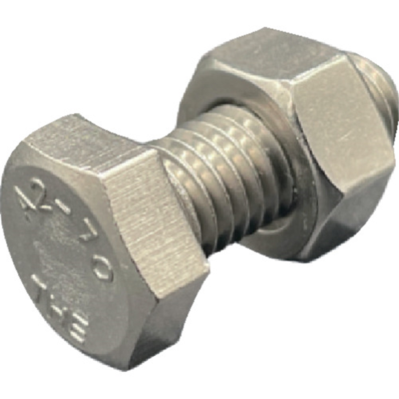 HIーLEAD 六角ボルト・ナット(本体規格/新JIS) A2-70 SUS304/ステンレス M10X20L ピッチ1.5 全ねじ スタイル1ナット 1組(ご注文単位1組)【直送品】