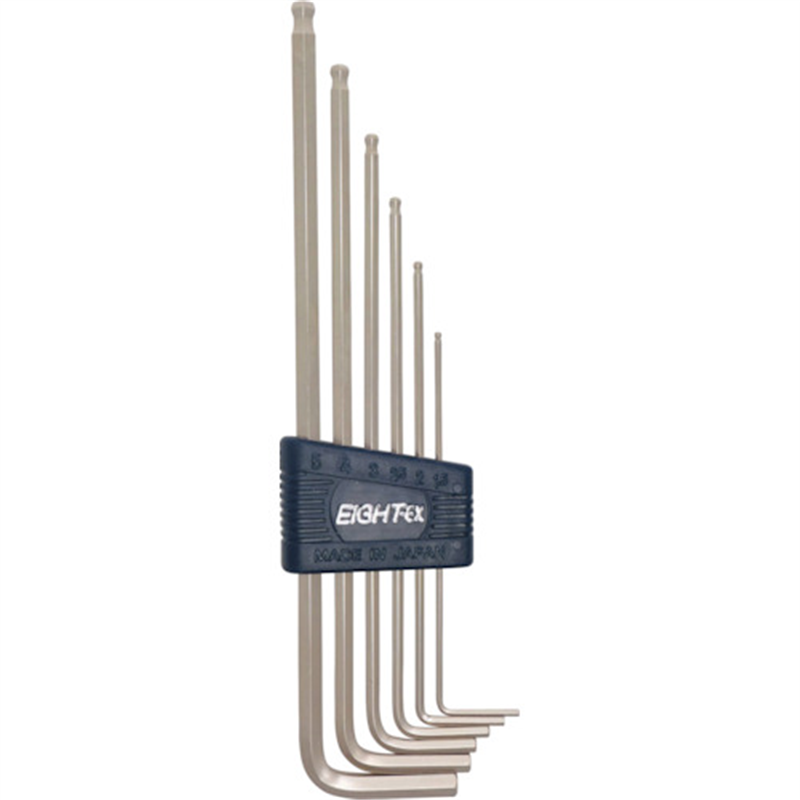 EIGHT 六角棒スパナ テーパーヘッド エキストラロング6本セット 1.5~5mm 1セット（ご注文単位1セット）【直送品】