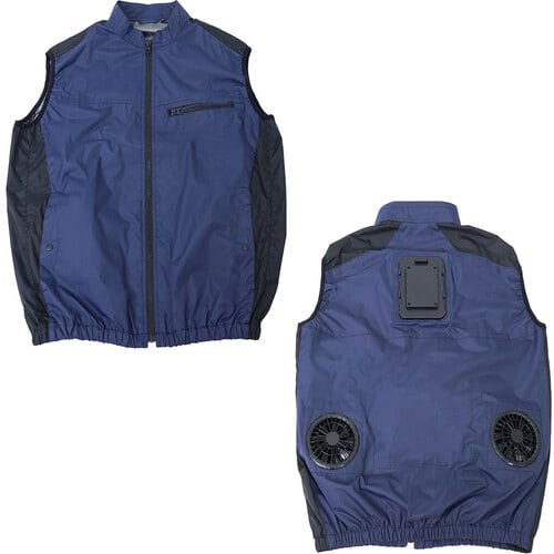 トラスコ中山 サンコー 圧倒的に冷える｢冷蔵服2026｣ ベスト ネイビー 5L 1枚（ご注文単位1枚）【直送品】
