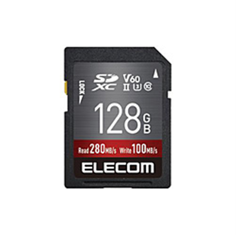 エレコム SDカード SDXC 128GB Class10 UHS-II U3 V60 最大転送速度280MB/s 防水 IPX7準拠 MF-FS128GU23V6R 1個（ご注文単位1個）【直送品】