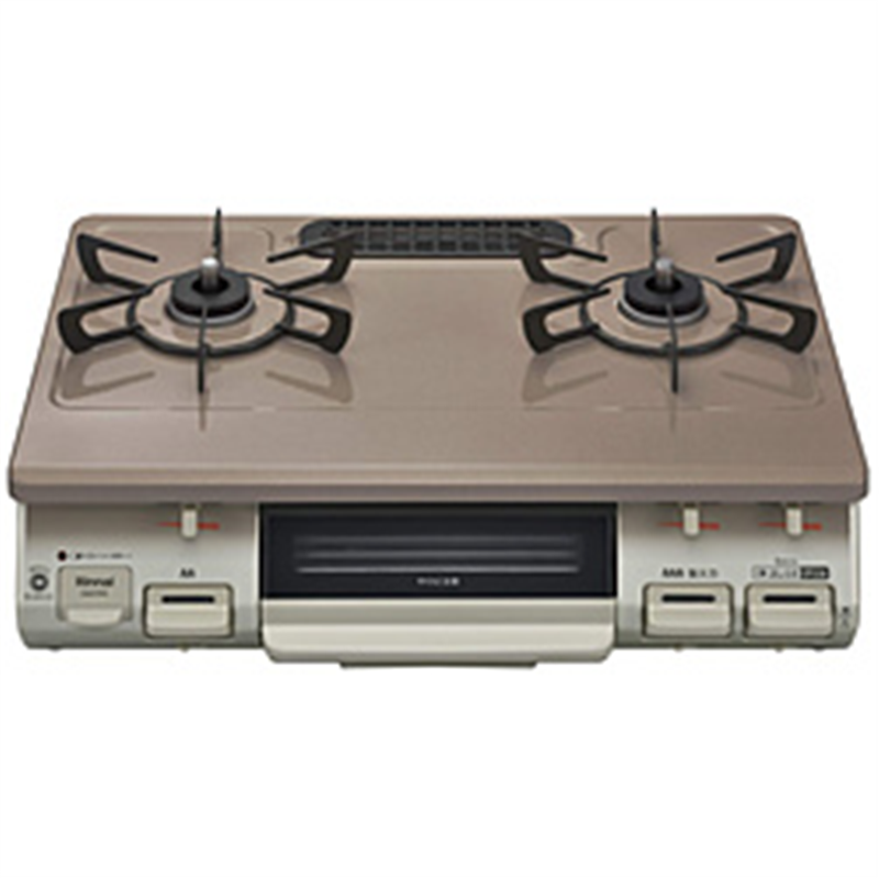 リンナイ　Rinnai ガステーブルコンロ 片面焼き水なしグリル [2口 /右強火]  パールピンクベージュ KG67PPKR ［約60cm /都市ガス12・13A /右強火］ 1個（ご注文単位1個）【直送品】