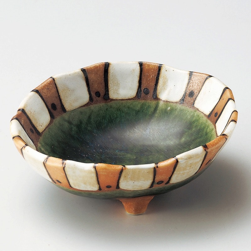 金正陶器 塗分織部十草三ツ足向付 1個(ご注文単位1個)【直送品】