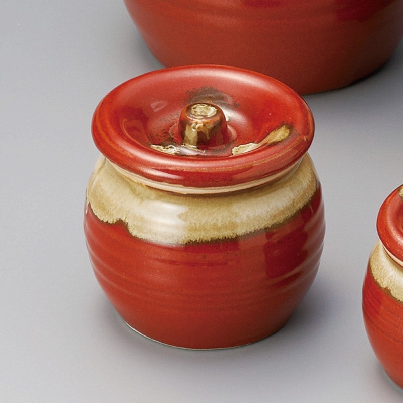 金正陶器 赤白流し2号蓋物 1個(ご注文単位1個)【直送品】